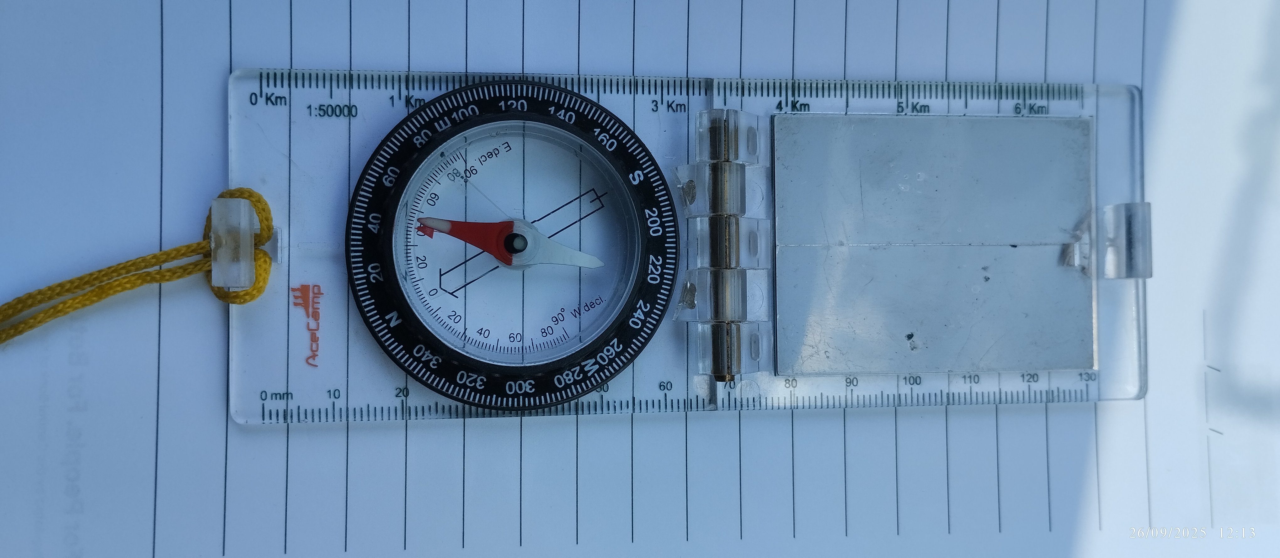The compass used for measuring the azimuth of the various sites